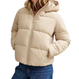 Fasmic International Women's Quilted Puffer <b>Jacket</b> Hooded Detachable Collar Windproof Eco-Friendly Breathable 100% Polyester - Product Image 6