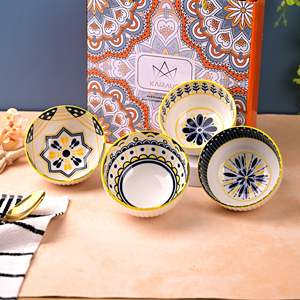 Juego de 4 Tazones de Porcelana con Diseño Floral, Ecológicos, Pulidos, para Servir Cereales y Sopas - Product Image 5