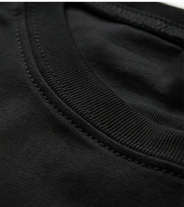 T-shirt à manches courtes en coton 200g pour homme et femme, couleur unie noir et blanc, logo personnalisé - Product Image 5