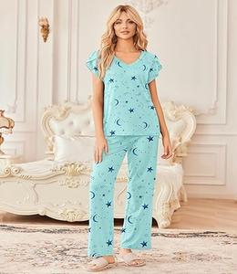 ชุดนอนผ้าฝ้ายเนื้อนุ่มคุณภาพสูง น้ำหนักเบา สวมใส่สบาย แบบ 2 ชิ้น สำหรับผู้หญิง พร้อมสีที่ปรับแต่งได้ - Product Image 3