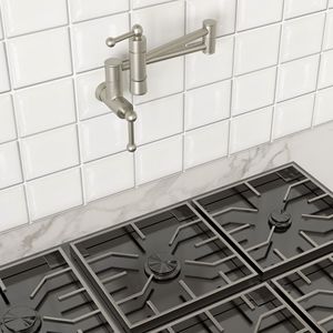 Tradizionale 16 1/6 pollici montaggio a parete rubinetto da cucina Swing braccio Design pieghevole 360 gradi di rotazione doppia giunzioni 2 maniglie pentola riempitivo - Product Image 1