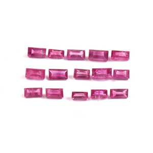 พลอยทับทิมธรรมชาติทรงบาแกตต์ขนาด 3x6 มม. เจียระไนเหลี่ยมเพชรพลอย คุณภาพ AAA++ รับรองโดยบุคคลที่สาม สำหรับทำเครื่องประดับ ขายส่งจำนวนมาก - Product Image 2