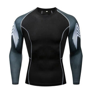 T-shirt de compression uni personnalisé de haute qualité pour hommes adultes, Rashguard léger à manches longues pour hommes - Product Image 1