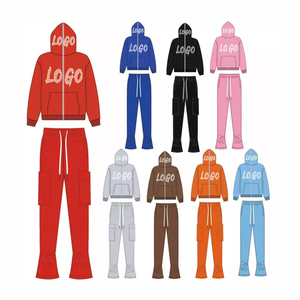 Custom Logo Plus Size Winter Hooded Hoodie Jogger Sweatpants Tracksuit Set <b>Men</b> Women Breathable Lightweight Polyester/Nylon - Product Image 3