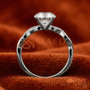 925 Sterling <b>Silver</b> Round Cut Moissanite/Diamond Engagement <b>Ring</b> for Women, Twisted Pave Diamond Band <b>Solitaire</b> <b>Ring</b> - Product Image 3
