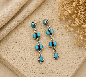 Pendientes de Turquesa Kingman Hechos a Mano con Poste de Plata, Pendientes de Racimo Estilo Bohemio del Suroeste, Joyería para Mujer, Pendientes de Regalo - Product Image 3