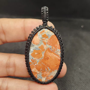 Collar de Macramé Hecho a Mano, Estilo Vintage, con Jaspe Maligano, Joyería Trenzada Bohemia - Product Image 1