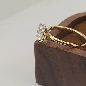 Women's Yellow Gold Oval Cut Natural Diamond Engagement <b>Ring</b> Classic Style - Product Image 4