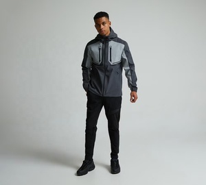 Veste coupe-vent à capuche pour homme TriPro Sports, couleur contrastée, fermeture éclair, vêtements de sport, vêtements d'extérieur décontractés pour l'hiver, veste fine 100% polyester - Product Image 3
