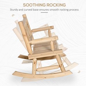 Sillón mecedora de madera resistente para 2 personas con diseño de tronco, sofá de jardín para patio y patio trasero, asientos anchos curvos, aspecto natural - Product Image 4