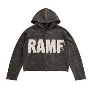 Custom High Street American Autumn Winter Hooded <b>Fleece</b> <b>Jackets</b> Y2k Embroidered Loose Vintage Casual Sweatshirts Quick Dry - Product Image 1