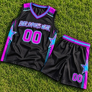 Uniforme de Baloncesto Personalizado con Logotipo, Estilo Único, Servicio ODM, Color Negro, Rosa y Cian, Conjunto de Camiseta y Pantalones Cortos - Product Image 1
