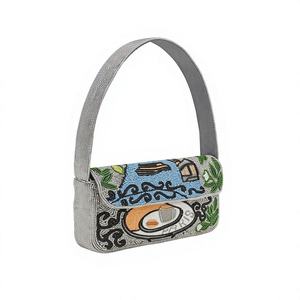 <b>Green</b> Beaded Crossbody <b>Bag</b> Women Seed Bead Avocado Pattern Embroidered Shoulder Handbag Elegant Clutch <b>Evening</b> Party Purse - Product Image 2