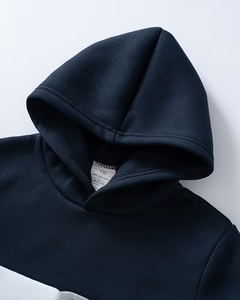 Color Block Hooded Sweatshirt For Children Autumn Casual Knitted Long Sleeve Pullover Blue Navy Gray White - Product Image 3