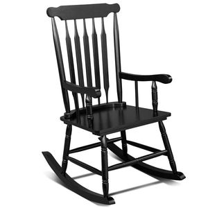 Solid Wood Patio Rocking Chair for Indoor Outdoor Use Elegant Wooden Frame Porch Rocker for Garden Backyard Garden Chairs Line - Product Image 2