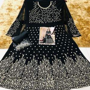 Traje Salwar Kameez Anarkali de Alta Calidad para Mujer, Diseño de Lujo con Bordado y Piel Sintética, Ideal para Bodas y Fiestas Tradicionales - Product Image 2