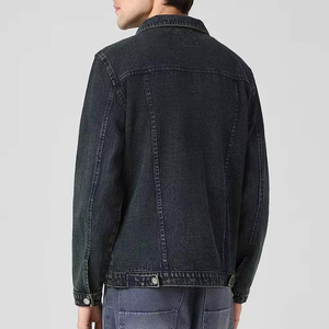 Veste en jean noire OEM/ODM imprimée délavée à l'acide, simple boutonnage, manches longues, pour homme, idéale pour la saison automne - Product Image 2