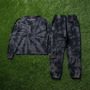 Conjunto de Sudadera y Pantalones Deportivos para Hombre, Color Negro y Gris, Estilo Tie Dye, Cuello Redondo, Dos Piezas, Ropa Deportiva Informal - Product Image 5