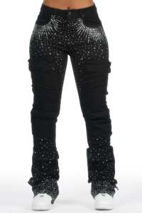 Women’s Y2K Customized Rhinestone Bow Jeans <b>Wide</b> <b>Leg</b> Baggy Denim Pants High Waist Loose Fit <b>Sparkly</b> Streetwear 100% Cotton Jeans - Product Image 2