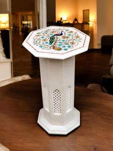 Isla Iluminada de Lujo con Incrustaciones de Mármol, Resina Natural Hecha a Mano, Superficie Ecológica con Diseño Floral - Product Image 3