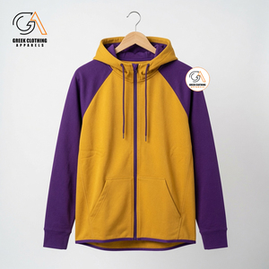 Omega Psi Purple Gold Heritage Eco-Friendly Breathable Varsity Jacket Color Blocking Hooded Fleece <b>Covered</b> <b>Button</b> Closure Winter - Product Image 1