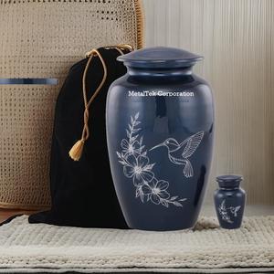 Urne funéraire artisanale pour cendres d'adultes, modèle Colibri, avec sac en velours – Cendrier commémoratif abordable à prix réduit - Product Image 5