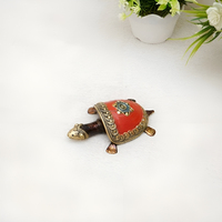 Élégante figurine de tortue en laiton avec coquille en verre doré, design Art Déco, objet décoratif de collection pour la décoration intérieure et les cadeaux