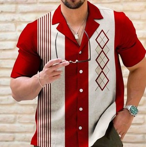 Men's Pattern Short Sleeve Casual Shirt Black White Striped Design Turn-<b>down</b> Collar Summer Breathable Poplin Fabric - Product Image 6