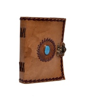 Carnet en cuir vintage couleur charbon, pierres semi-précieuses, 120 feuilles, reliure spirale, papier recyclable fait main, Grimoire, cadeau, carnet de croquis