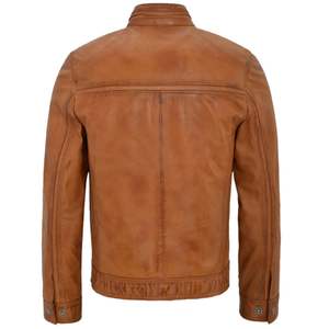 Chaqueta de Cuero para Motociclista, Estilo Casual, Ajustada, Elegante, de Alta Calidad, Color Marrón, Personalizada, para Hombre - Product Image 3