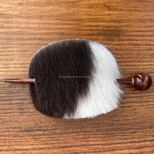 Nouveau gros de haute qualité en cuir de vachette luxe bâton de cheveux ovale chignon couverture avec des bâtons de cheveux en cuir véritable personnalisé pour les femmes - Product Image 2