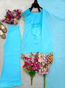 Traje Ecológico de Georgette Sintético Puro con Bordados y Forro de Seda, Transpirable, de Manga Corta para Mujer, Ideal para Bodas, Fiestas y Uso Casual - Product Image 6