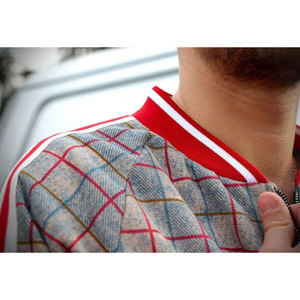 Men's Plaid Tracksuit Set Full Sleeve Zipper Casual <b>Joggers</b> With Side Pockets Breathable <b>Polyester</b> Autumn Wear - Product Image 4