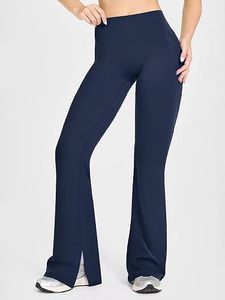 <b>Women's</b> <b>Flare</b> <b>Leggings</b> High Waisted Yoga Pants with Phone Pocket Slit Hem Fitness Wear - Product Image 4