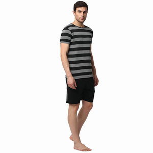 Ensemble chemise et short décontracté respirant pour homme, couleur unie, pour jeunes, impression numérique personnalisée, en tissu délavé - Product Image 3