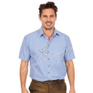 Traditional Men Trachten Bavarian Oktoberfest <b>Shirts</b> 100% Cotton <b>Half</b> Sleeves Trachten Herren Hemden - Product Image 4