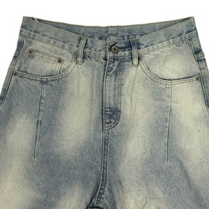 Jean décontracté personnalisable coupe ample jambe large pour homme 100% coton délavé effet neige avec logo avant taille mi-haute - Product Image 6