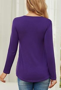 Camiseta de Maternidad para Mujer Embarazada, 100% Algodón, Color Morado, Manga Larga, para Verano - Product Image 4