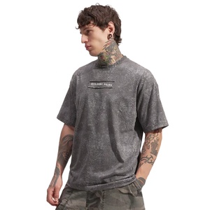 Camiseta personalizada para hombre con lavado ácido 100% algodón hombro caído Vintage de talla grande transpirable Jersey estilo casual camisas - Product Image 1