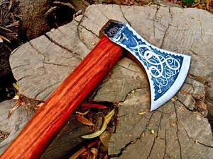 Hache en acier forgé avec manche en bois, lame gravée sur mesure, pour fendre du bois de chauffage, hache de survie pour le camping - Product Image 4