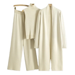 Spring Autumn 3 Piece Women Cardigan Tracksuits Fashion Knitted Pant Set Ladies Sweater <b>Vest</b> Vintage Fashion Ladies 3 Piece Set - Product Image 5