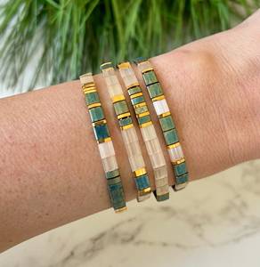 Custom Tila Beads Hidden Message Personalized Gold Plated Stretch Bracelet Gift for Mom or <b>Best</b> <b>Friend</b> - Product Image 1