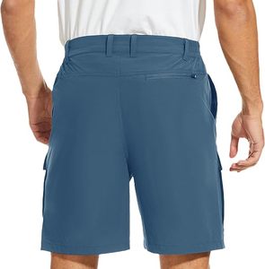 Shorts cargo pour homme, couleur unie, séchage rapide, taille mi-haute, fermeture boutonnée, shorts décontractés, avec poches, tissu Oxford - Product Image 5