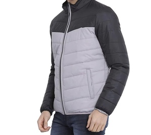Chaqueta Acolchada para Hombre con Bloques de Color, Cuello Alto, Cierre de Cremallera, Cortavientos, Informal, para Invierno, Largo Regular, Relleno de Poliéster - Product Image 5