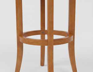 Silla de Bar Contemporánea con Marco Redondo, Taburete de Bar de Madera Resistente con Base Redonda Moderna, Taburete de Barra de Madera de Caucho con Base Redonda, Estilos Clásicos - Product Image 2