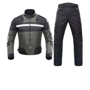 Combinaison de moto pour homme en PU rouge et noir, manches longues, coupe-vent, protection toutes saisons, veste et pantalon - Product Image 2