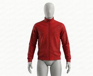 Blouson Moto Tricoté Rouge Zippé pour Homme, Col Montant, Respirant, Écologique, Séchage Rapide, Décontracté, Coupe Droite, Idéal Automne - Product Image 1