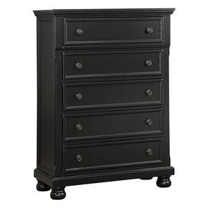 Commode décontractée de style transitionnel 1 pièce avec pieds en chignon noir finition meuble de chambre à coucher commode - Product Image 1