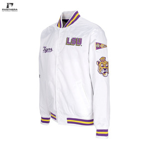 Veste en satin de sport de haute qualité pour hommes, tissu satiné, boutons sur le devant, broderie personnalisée, vestes de baseball en satin - Product Image 2