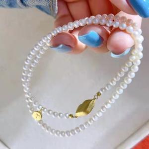 Collar de Plata Fina Cepillada Hecho a Mano Auténtico con Perla de Agua Dulce de Moda, Cierre Personalizado y Elegante, Marca Famosa - Product Image 1